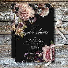 Invitación Ducha De Parejas Florales Oscuras Moody Pastel Opu