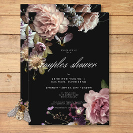 Invitación Ducha De Parejas Florales Oscuras Moody Pastel Opu