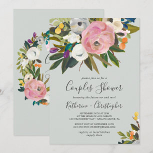 Invitación Ducha de Parejas Florales Pintadas
