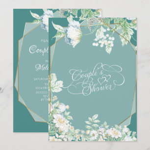 Invitación Ducha de parejas   Flores silvestres y berries geo