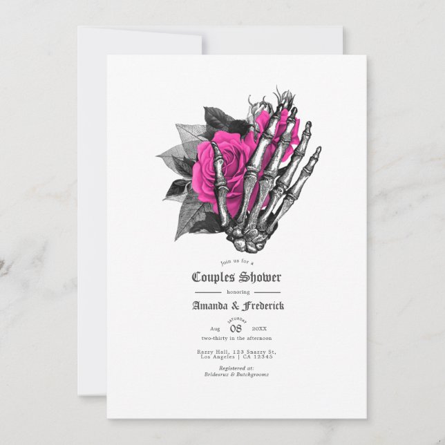 Invitación Ducha de Parejas góticas florales calientes de col (Anverso)