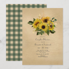 Invitación Ducha de parejas granero rústico girasol