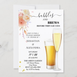 Invitación Ducha de parejas Greenery Burbujas y Cervezas