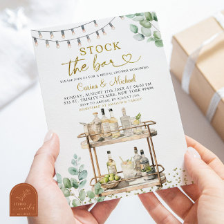 Invitación Ducha de parejas minimalista con vegetación surtir