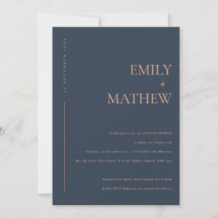 INVITACIÓN DUCHA DE PAREJAS MÍNIMAS MODERNAS DE NAVY RUST TYP