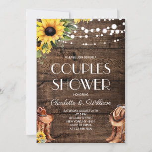 Invitación Ducha de parejas occidentales de girasoles