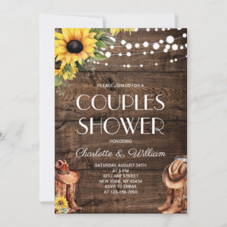 Invitación Ducha de parejas occidentales de girasoles