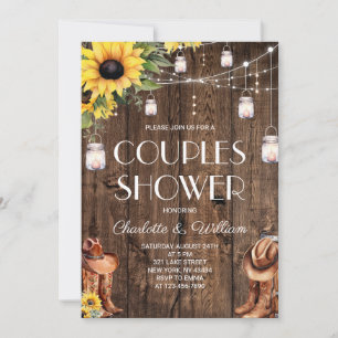 Invitación Ducha de parejas occidentales de girasoles