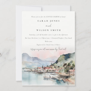 Invitación Ducha de parejas paisaje acuarela Kauai Hawaii