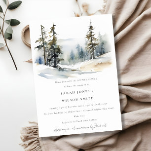 Invitación Ducha de Parejas Paisajistas de Nieve de Pinos de 