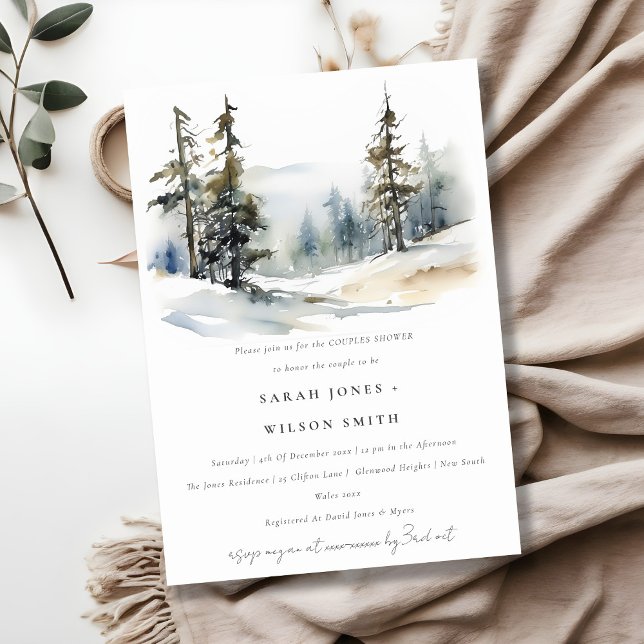Invitación Ducha de Parejas Paisajistas de Nieve de Pinos de  (Subido por el creador)