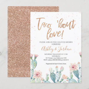 Invitación Ducha de parejas Rose Gold Taco ''bout Love