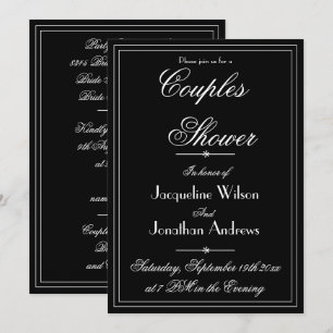 Invitación Ducha de parejas simple y elegante en negro y blan