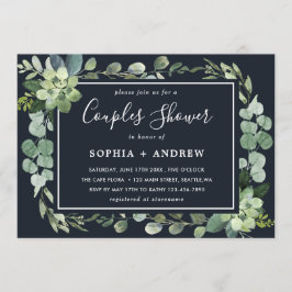 Invitación Ducha De Parejas Suculentas Azules De La Marina De