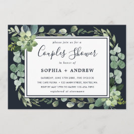 Invitación Ducha De Parejas Suculentas Azules De La Marina De
