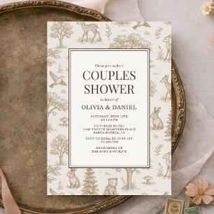 Invitación Ducha de parejas Toilette francesa Animales del bo