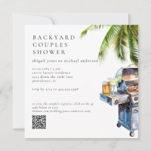 Invitación Ducha de parejas Tropical Backyard BBQ 