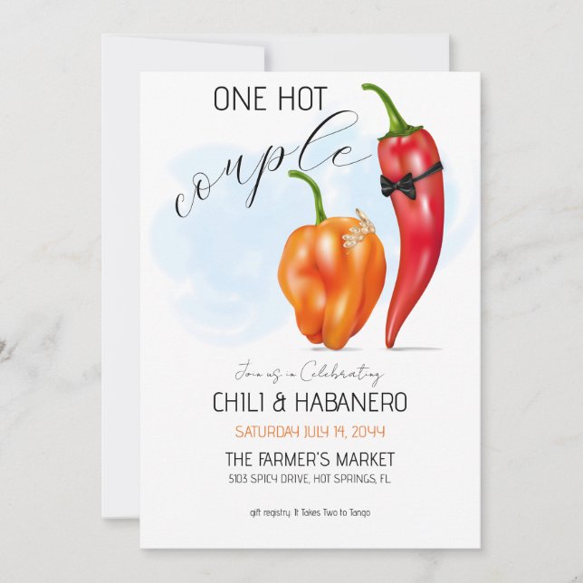 Invitación Ducha de parejas una pareja caliente (Anverso)
