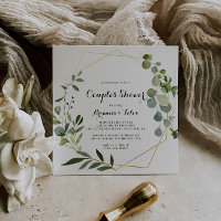 Ducha de Parejas Verdes Tropicales de Oro Geométri