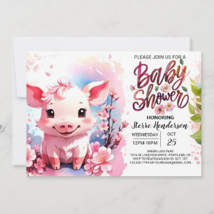 Invitación Ducha de patio de cultivo de acuarela de Piglet