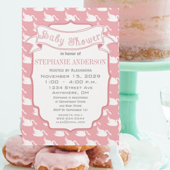 Invitación Ducha de patrón de estribo retro de la niña de beb (Subido por el creador)