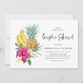 Invitación Ducha de piña tropical e hibiscus Couples