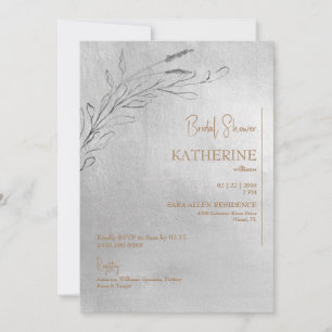 Invitación Ducha de plata metálica y oro para novias