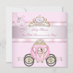 Invitación Ducha de Princesa Bebé Bonita Carruaje de Niña