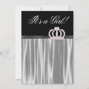 Invitación Ducha de princesa niña bebé rosa negra