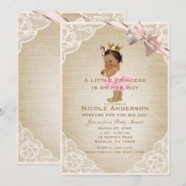 Invitación Ducha de Princesita Vintage Niña Rústica