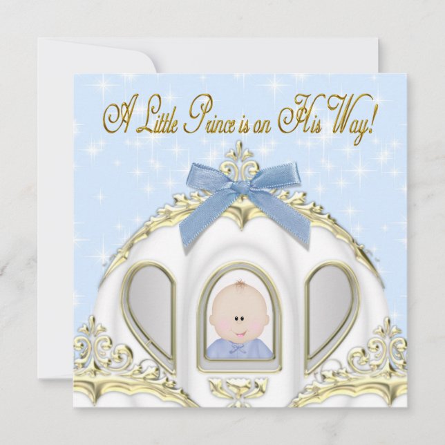 Invitación Ducha de Príncipe Azul Bebé Niño (Anverso)