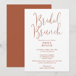 Invitación Ducha de ramo nupcial con letra elegante de terrac