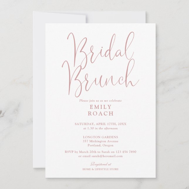 Invitación Ducha de ramo nupcial de rosa polvorienta moderna (Anverso)