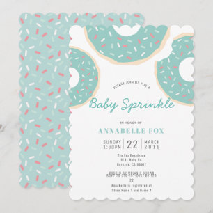 Invitación Ducha de rociador con donut azul turquesa