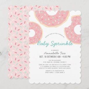 Invitación Ducha de rociador de bebé con donut rosado