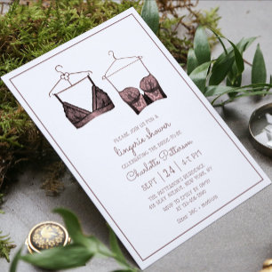 Invitación Ducha de ropa interior de encaje negro rosa nupcia