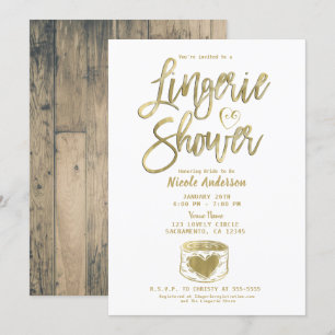 Invitación Ducha de ropa interior de madera de granero rústic