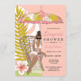 Invitación Ducha de ropa interior novia afroamericana