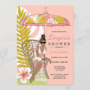 Invitación Ducha de ropa interior novia afroamericana
