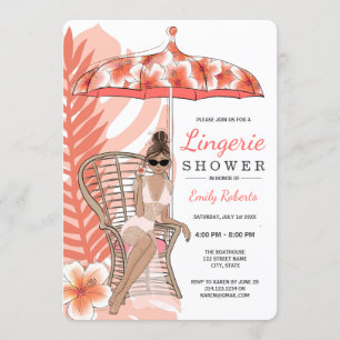 Invitación Ducha de ropa interior novia morena