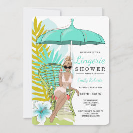 Invitación Ducha de ropa interior Novia Rubia