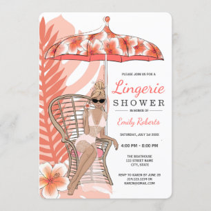 Invitación Ducha de ropa interior novia rubia