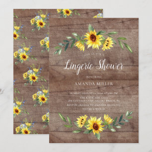 Invitación Ducha de Ropa Interior Nupcial de Girasoles Amaril