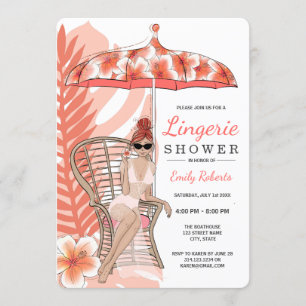 Invitación Ducha de ropa interior pelirroja novia