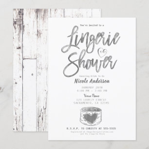 Invitación Ducha de ropa interior plateada con glamour de mad