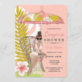 Invitación Ducha de Ropa Interior Tropical Novia Morena