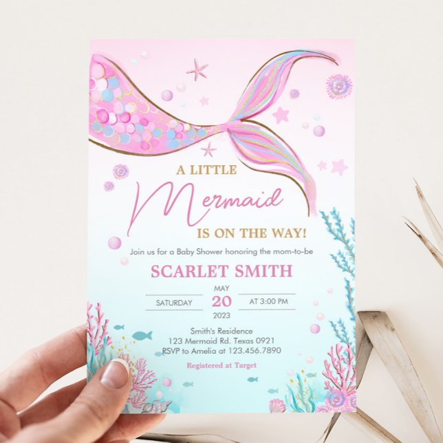 Invitación Ducha de sirena para bebé  (Under the Sea Baby Shower Invitation)