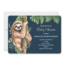 Ducha de Sloth y Hojas Tropicales de Acuarela Lind