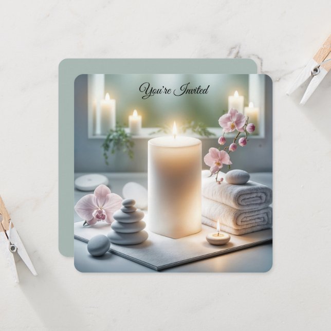 Invitación Ducha de spa con orquídeas y velas (Anverso/Reverso In Situ)