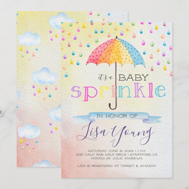 Invitación Ducha de Sprinkle para Bebé (Anverso / Reverso)
